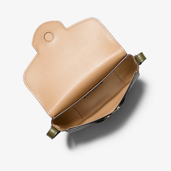 Michael kors Reed Small Logo and Leather Crossbody In Olive NWT - Picture 4 of 5